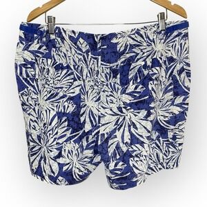 CARIBBEAN JOE‎ Tropical Floral Linen Blend Cargo Shorts, Size 14